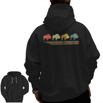 Retro Vintage Bison Lover Animal For Father Day Zip Up Hoodie Back Print | Mazezy DE