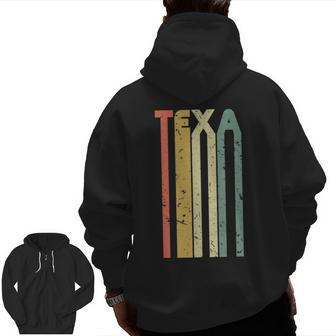 Retro Vintage Texas Colorful Cute Texan Roots Zip Up Hoodie Back Print | Mazezy