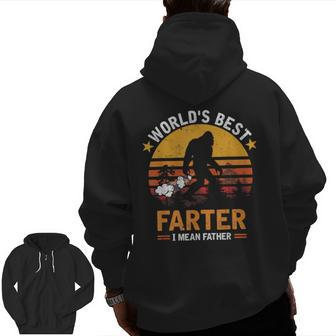 Retro World's Best Farter I Mean Father Bigfoot Father's Day Zip Up Hoodie Back Print | Mazezy AU