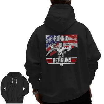 Ronnie Reaguns Patriot American Flag Zip Up Hoodie Back Print | Mazezy