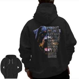 Rottweiler Soul I Love Rotties Dog Lover Zip Up Hoodie Back Print | Mazezy