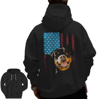 Rottweiler Usa American Flag Patriotic Dog Rottweiler Zip Up Hoodie Back Print | Mazezy