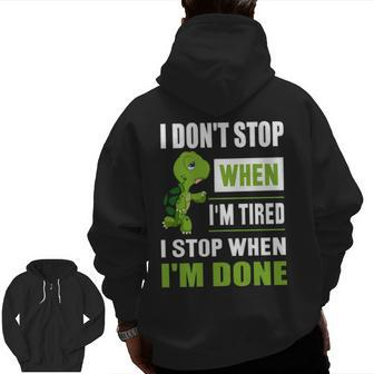 Running I Don't Shop When I'm Tired I Shop When I'm Done Zip Up Hoodie Back Print | Mazezy DE