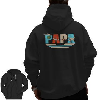 'S Papa Pilot Aviation Airman Aircraft Mechanics Dad Zip Up Hoodie Back Print | Mazezy UK