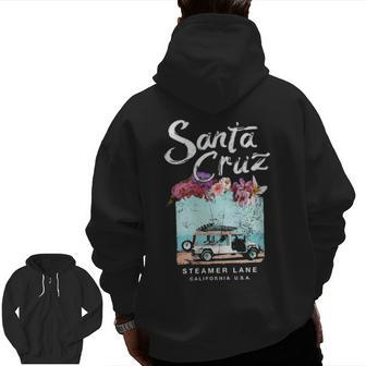 Santa Cruz Surf Van Vintage California Surfing Zip Up Hoodie Back Print | Mazezy