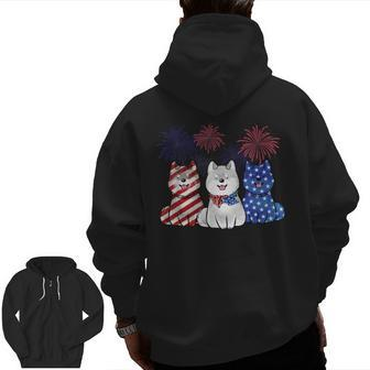 Shiba Inu Dad Us Flag 4Th Of July Dog Fathers Day Firework Zip Up Hoodie Back Print | Mazezy