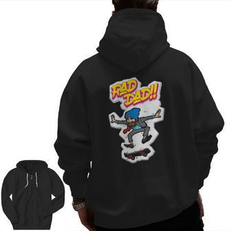 Skateboard Skatergift Tee Ollie Dad Fathers Zip Up Hoodie Back Print | Mazezy