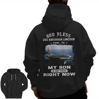 My Son Is Uss Abraham Lincoln Cvn Zip Up Hoodie Back Print | Mazezy
