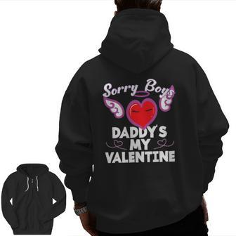 Sorry Boys My Daddy Is My Valentine Heart Angel Zip Up Hoodie Back Print | Mazezy