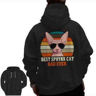 Sphynx Cat Dad Owner Breeder Hairless Pet Lover Father's Day Zip Up Hoodie Back Print | Mazezy