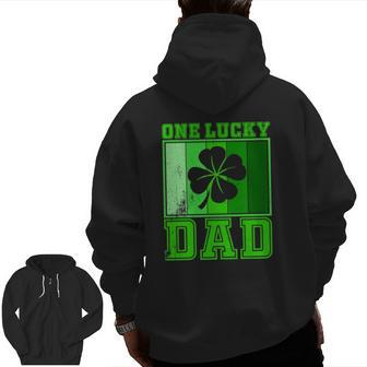 St Patrick's Day One Lucky Dad Vintage Father Zip Up Hoodie Back Print | Mazezy DE
