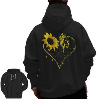 You Are My Sunshine Sunflower And Horse Lovers Zip Up Hoodie Back Print | Mazezy