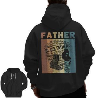 Supportive Loving Swag Strong Black Father Vintage Dope Dad Zip Up Hoodie Back Print | Mazezy