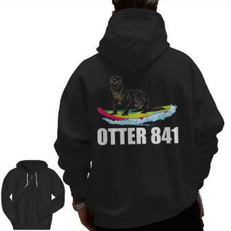 Surfing Otter 841 California Sea Otter 841 Surfer Zip Up Hoodie Back Print | Mazezy