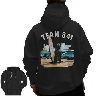 Surfing Otter 841 Otter My Way California Sea Otter Surfer Zip Up Hoodie Back Print | Mazezy