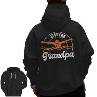 Swim Grandpa Swim Athlete Grandfather Swimmer Swimming Zip Up Hoodie Back Print | Mazezy UK