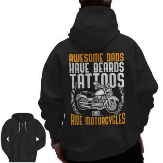 Tattooed Dad Motorcycle Fathers Day Tattoo Zip Up Hoodie Back Print | Mazezy