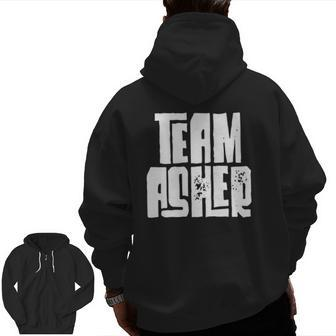 Team Asher Distressed Son Husband Grandson Dad Sports Group Zip Up Hoodie Back Print | Mazezy