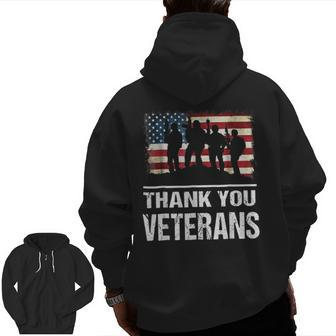 Thank You Military Veterans Veterans Day Zip Up Hoodie Back Print | Mazezy