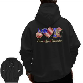 Thank You Veterans Day American Flag Heart Military Army Zip Up Hoodie Back Print | Mazezy
