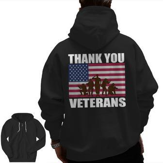 Thank You Veterans Day Day Memorial Zip Up Hoodie Back Print | Mazezy