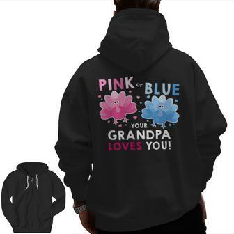 Thanksgiving Baby Shower Gender Reveal For Grandpa Zip Up Hoodie Back Print | Mazezy