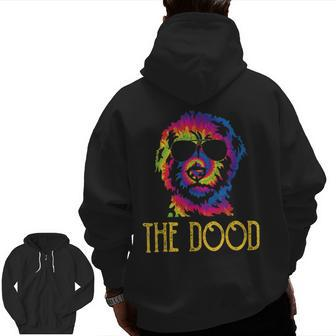 Tie Dye Best Doodle Dad Ever Goldendoodle Dog Dad Zip Up Hoodie Back Print | Mazezy