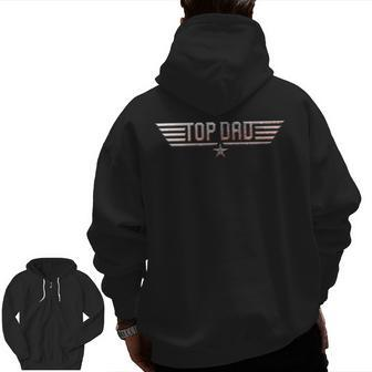 Top Dad Father Father's Day Vintage 80S Army Zip Up Hoodie Back Print | Mazezy