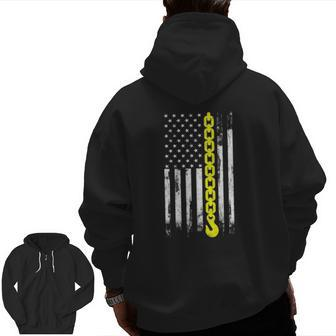 Tow Truck Driver Thin Yellow Line Usa Flag Towing Dad Zip Up Hoodie Back Print | Mazezy