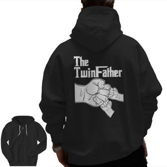 The Twinfather Father Of Twins Fist Bump Zip Up Hoodie Back Print | Mazezy