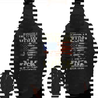 I Have Two Titles Veteran And Papa And I Rock Them Both Zip Up Hoodie Back Print | Mazezy