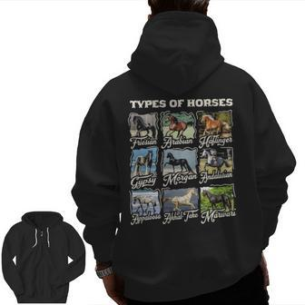 Types Of Horses Lover Cute Riding Girl Boyn Horse Zip Up Hoodie Back Print | Mazezy DE