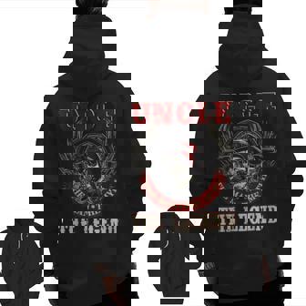Uncle The Man The Myth Happy Fathers Day Skull Biker Lover Zip Up Hoodie Back Print | Mazezy
