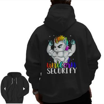 Unicorn Security Squad Muscle Tee Dad Brother Zip Up Hoodie Back Print | Mazezy