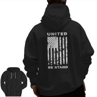 United We Stand Usa Patriotic American Flag Zip Up Hoodie Back Print | Mazezy UK