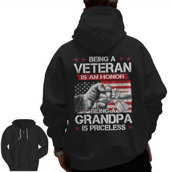 Us Army Veterans Being Veteran Grandpa Father's Day Dad Men Zip Up Hoodie Back Print | Mazezy