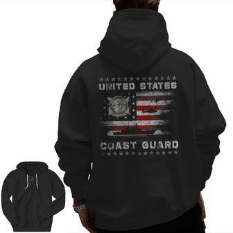 Us Coast Guard Uscg Veteran Vintage Mens Veteran Zip Up Hoodie Back Print | Mazezy