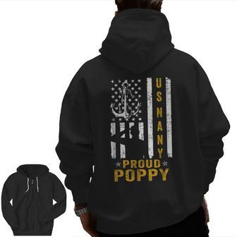 Us Military Proud Navy Poppy Veteran Zip Up Hoodie Back Print | Mazezy