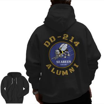 Us Navy Dd214 Veteran Seabees Dd214 Retired Military Zip Up Hoodie Back Print | Mazezy