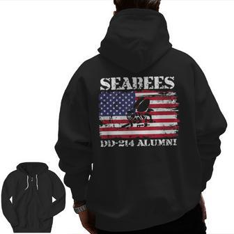 Us Navy Seabees Veteran Dd214 Military American Flag Zip Up Hoodie Back Print | Mazezy UK