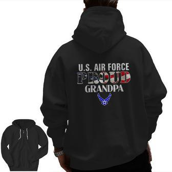 Us Proud Air Force Grandpa Zip Up Hoodie Back Print | Mazezy