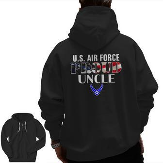 Us Proud Air Force Uncle With American Flag For Veteran Zip Up Hoodie Back Print | Mazezy