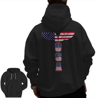 Usa Bald Eagle Wings 4Th Of July Veterans Usa Zip Up Hoodie Back Print | Mazezy AU