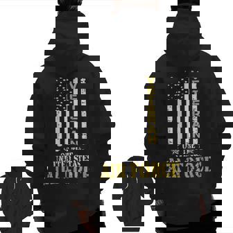 Usa Proud Air Force Veteran Usaf American Flag Patriotic Zip Up Hoodie Back Print | Mazezy