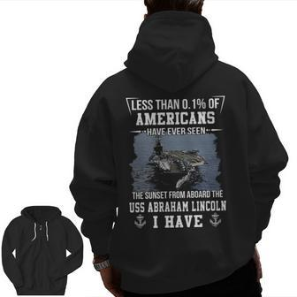 Uss Abraham Lincoln 72 Sunset Zip Up Hoodie Back Print | Mazezy