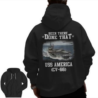 Uss America Cv66 Aircaft Carrier Veterans Day Father Day Zip Up Hoodie Back Print | Mazezy