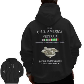 Uss America Desert Storm Veteran Zip Up Hoodie Back Print | Mazezy