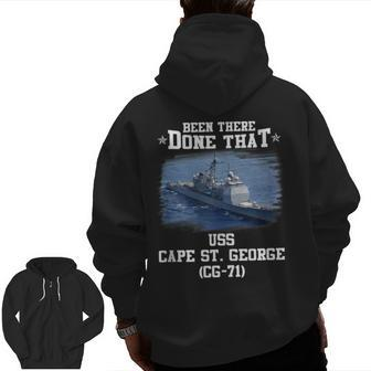 Uss Cape St George Cg-71 Ticonderoga Class Cruiser Veteran Zip Up Hoodie Back Print | Mazezy