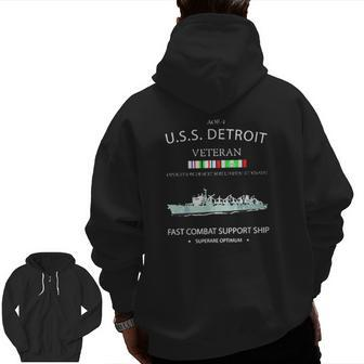 Uss Detroit Veteran Zip Up Hoodie Back Print | Mazezy