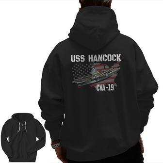 Uss Hancock Cva-19 Aircraft Carrier Veterans Day Father's Day Zip Up Hoodie Back Print | Mazezy UK